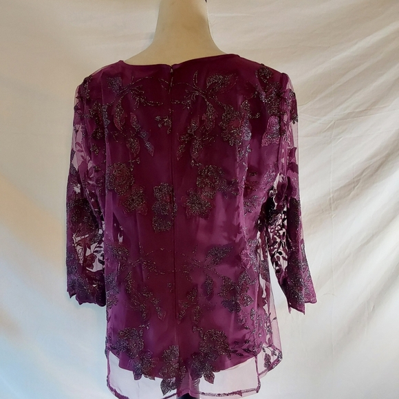 Alex Evening Petite twin set Top Blouse Large PWith Matching Pants Petite Large - Picture 9 of 12